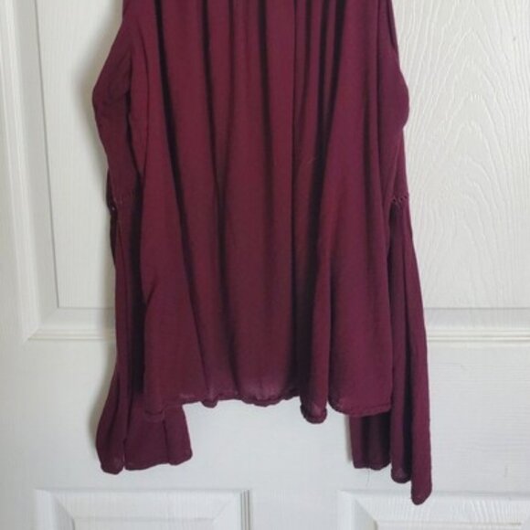 Cold Shoulder Peasant Blouse Red Purple Embroidered - Picture 6 of 6